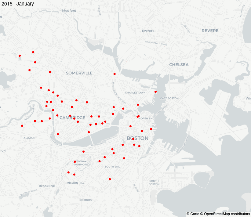 Bike share stations from 2015 until fall 2013
